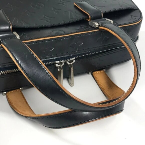 LOUIS VUITTON M55175 Monogram mat Shelton Hand Bag Monogram matte leather Navy - Picture 8 of 15